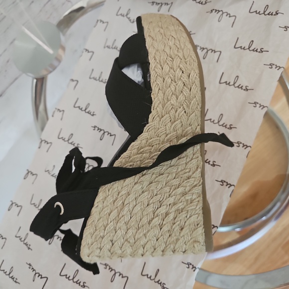 NWT Lulu's Esme Ankle Wrap Tie Espadrille Wedges - Picture 11 of 14